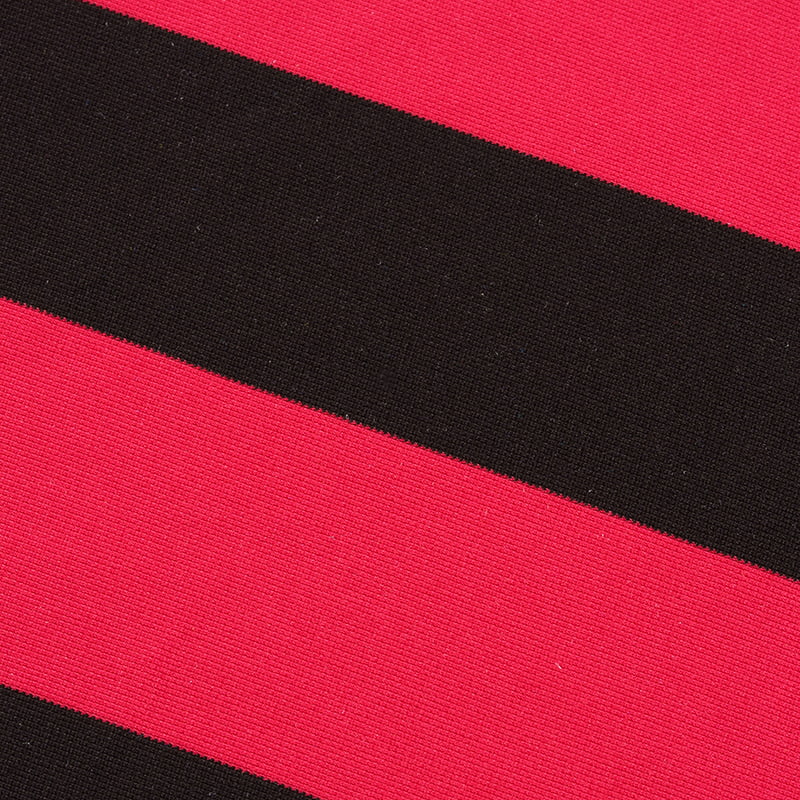 Kain Rajut Warp Bergaris Merah Dan Hitam